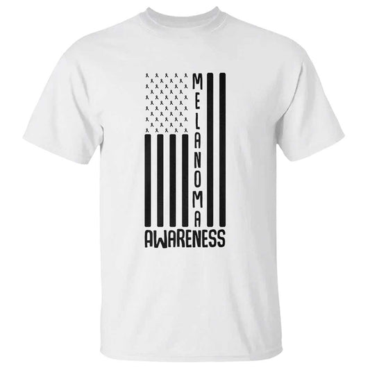 Melanoma Support USA Flag T Shirt Patriotic Cancer Warrior