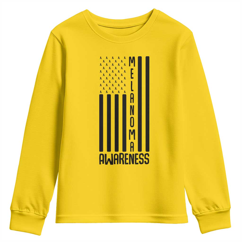 Melanoma Support USA Flag Youth Sweatshirt Patriotic Cancer Warrior