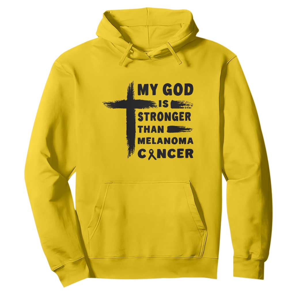 My God Is Stronger Than Melanoma Hoodie Christian Cancer Support