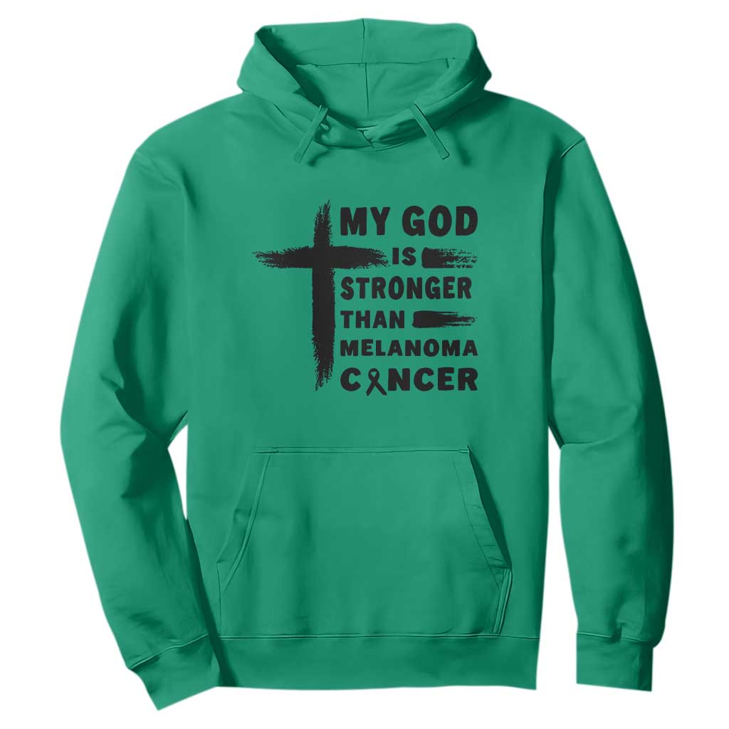 My God Is Stronger Than Melanoma Hoodie Christian Cancer Support