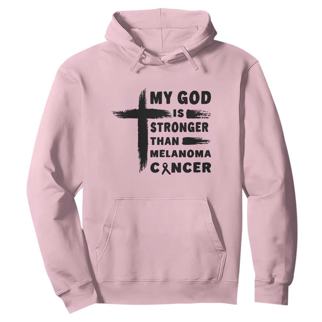 My God Is Stronger Than Melanoma Hoodie Christian Cancer Support