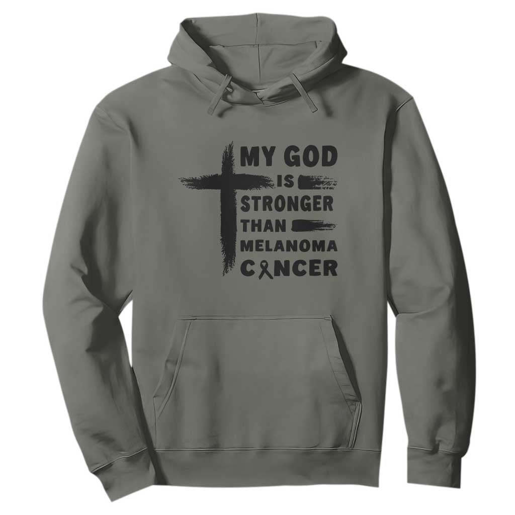 My God Is Stronger Than Melanoma Hoodie Christian Cancer Support