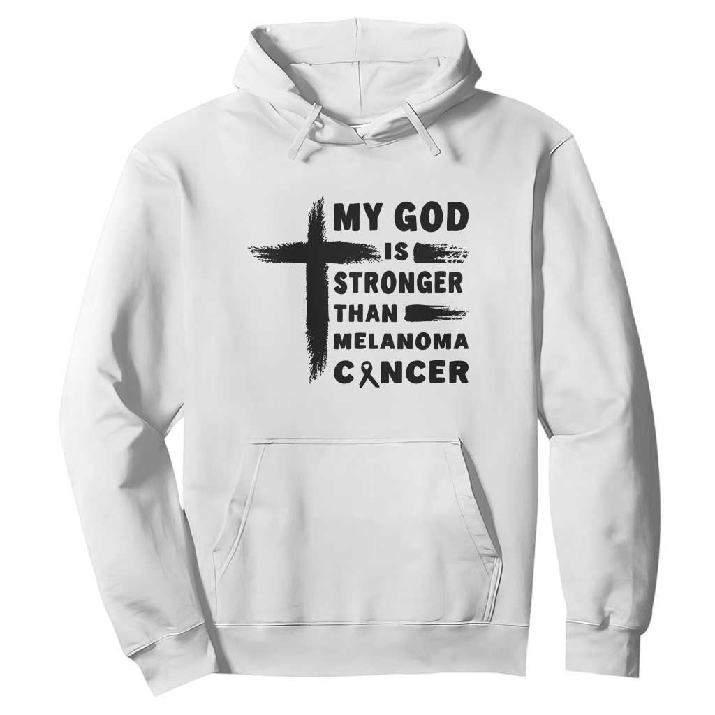 My God Is Stronger Than Melanoma Hoodie Christian Cancer Support