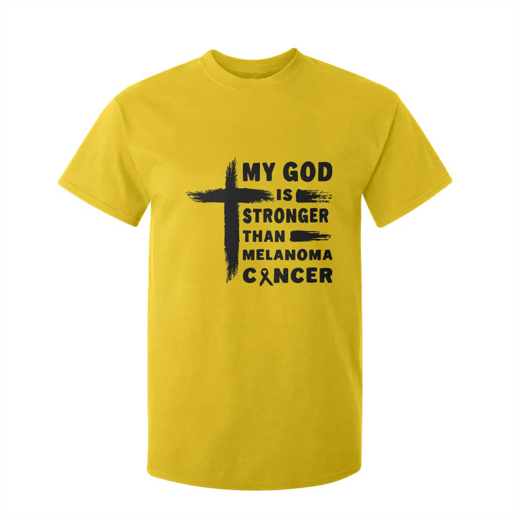 My God Is Stronger Than Melanoma T Shirt For Kid Christian Cancer Support
