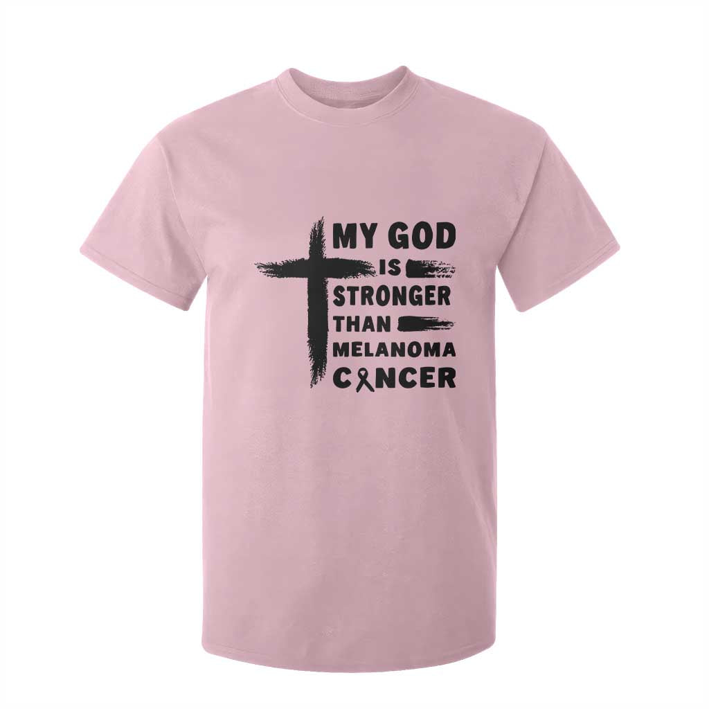 My God Is Stronger Than Melanoma T Shirt For Kid Christian Cancer Support