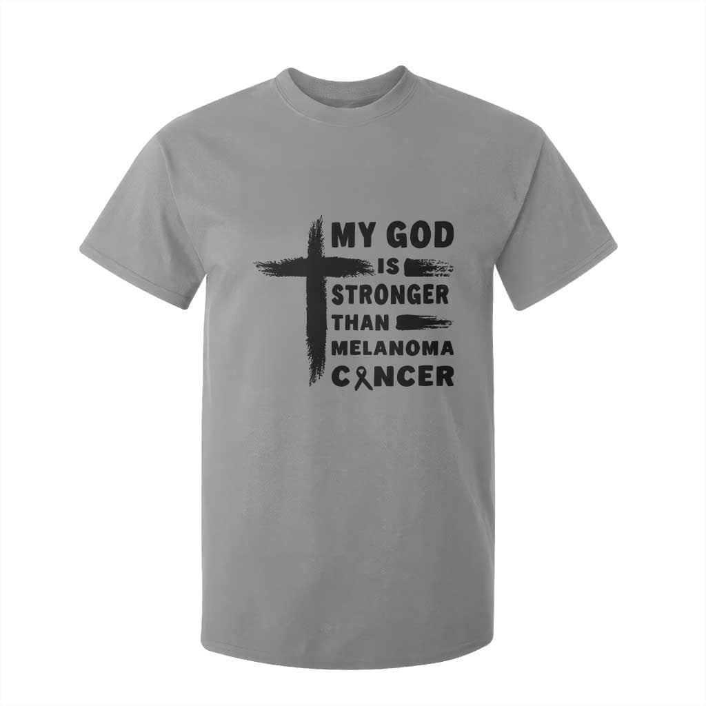 My God Is Stronger Than Melanoma T Shirt For Kid Christian Cancer Support