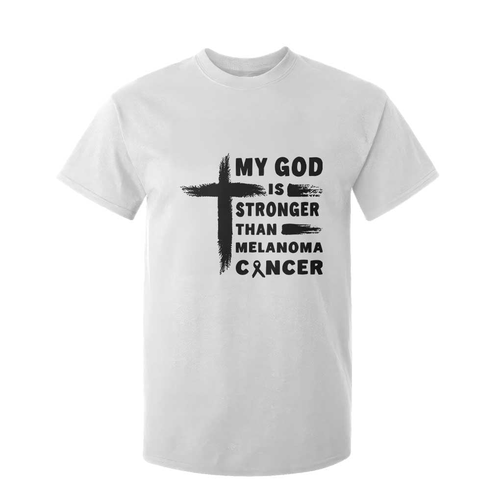 My God Is Stronger Than Melanoma T Shirt For Kid Christian Cancer Support