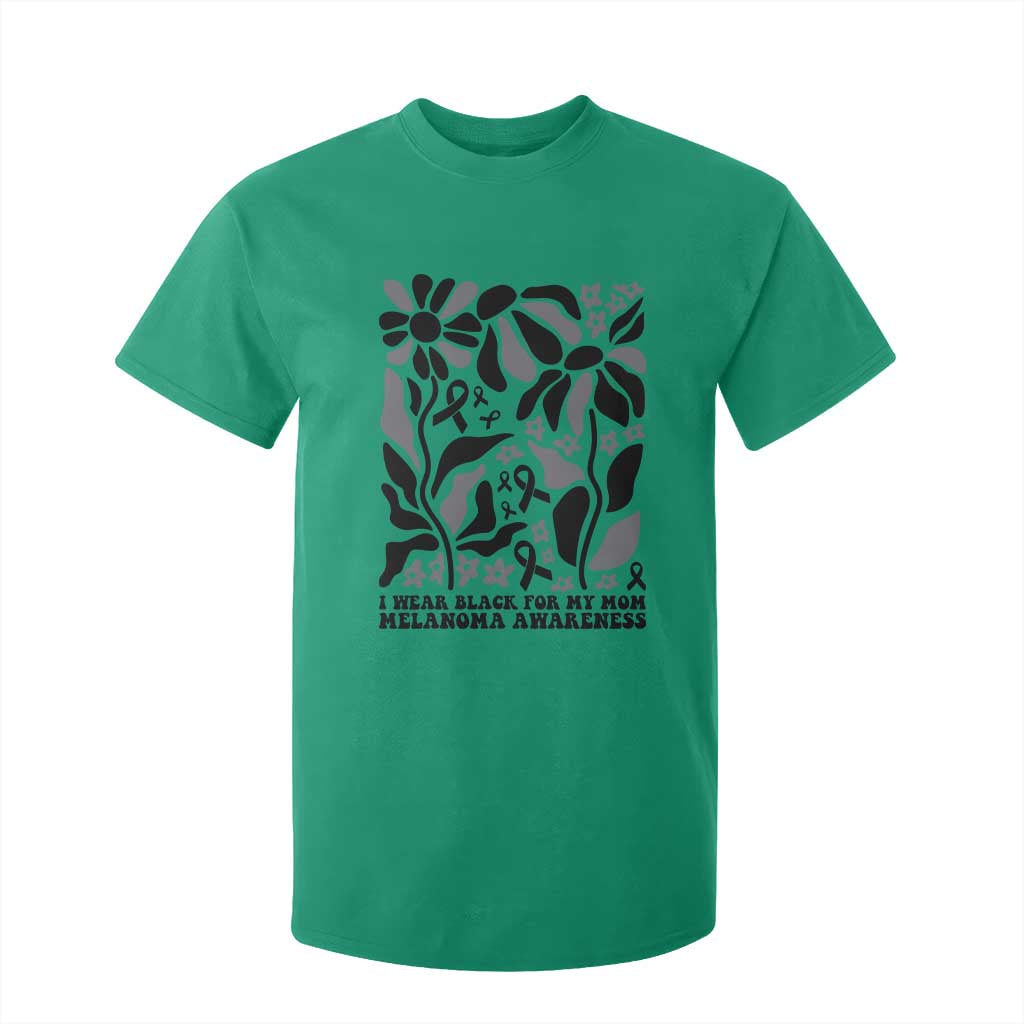 I Wear Black For My Mom T Shirt For Kid Melanoma Support Squad
