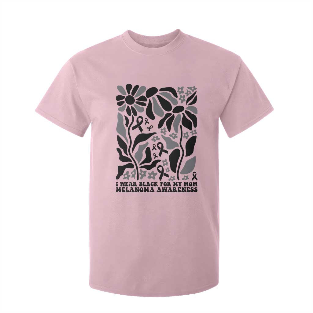 I Wear Black For My Mom T Shirt For Kid Melanoma Support Squad