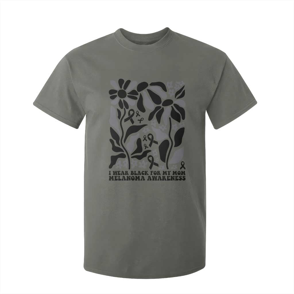 I Wear Black For My Mom T Shirt For Kid Melanoma Support Squad