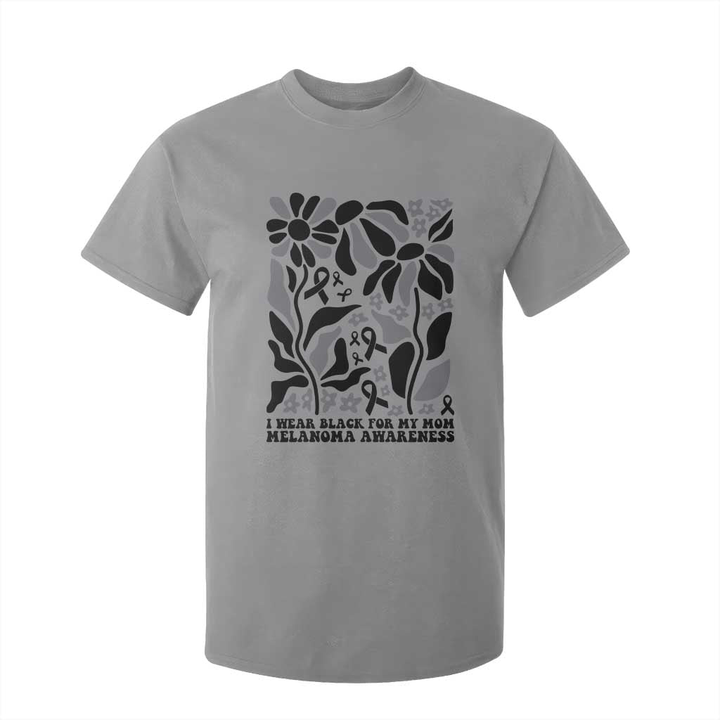 I Wear Black For My Mom T Shirt For Kid Melanoma Support Squad