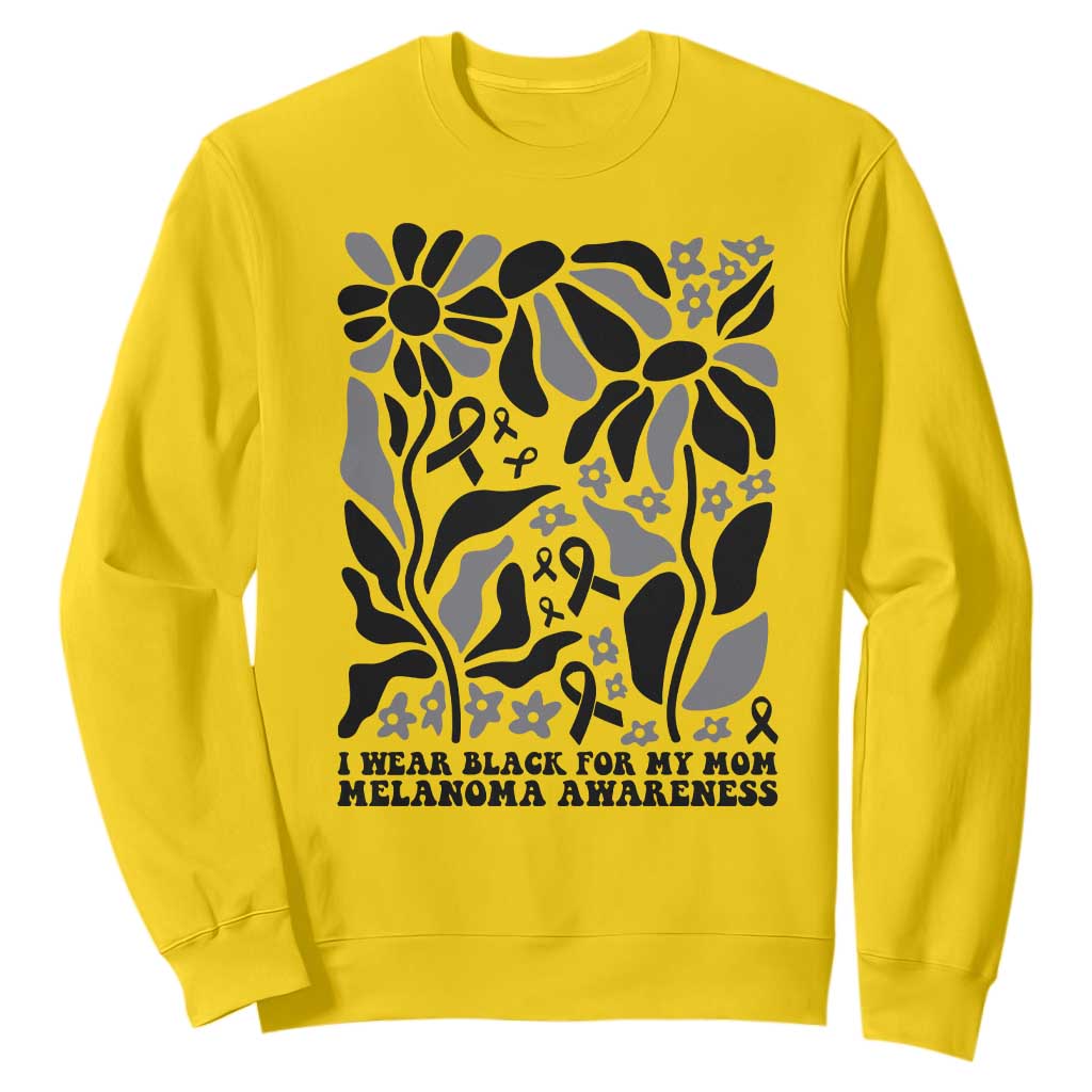 I Wear Black For My Mom Sweatshirt Melanoma Support Squad