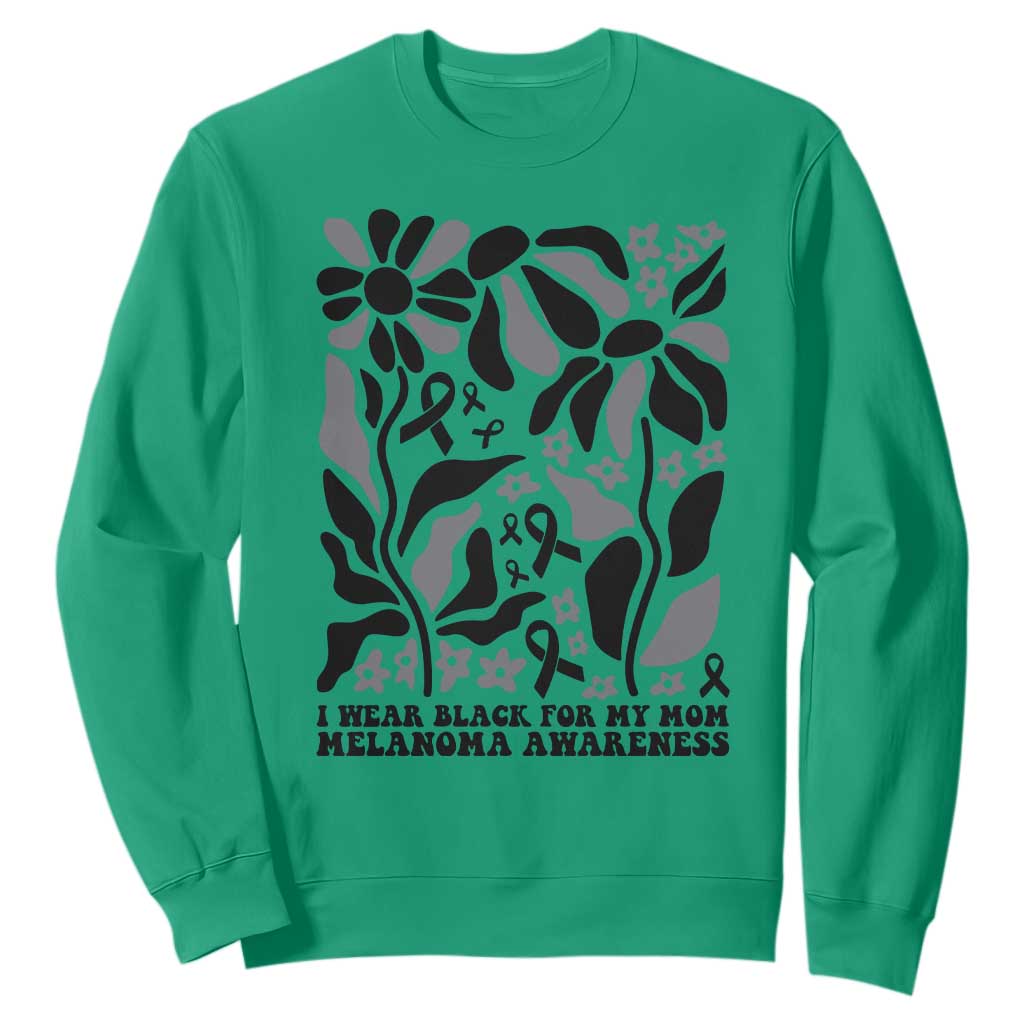 I Wear Black For My Mom Sweatshirt Melanoma Support Squad