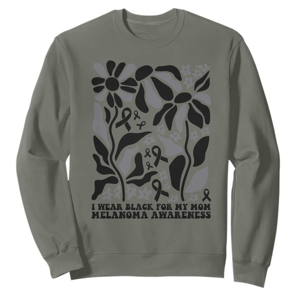 I Wear Black For My Mom Sweatshirt Melanoma Support Squad