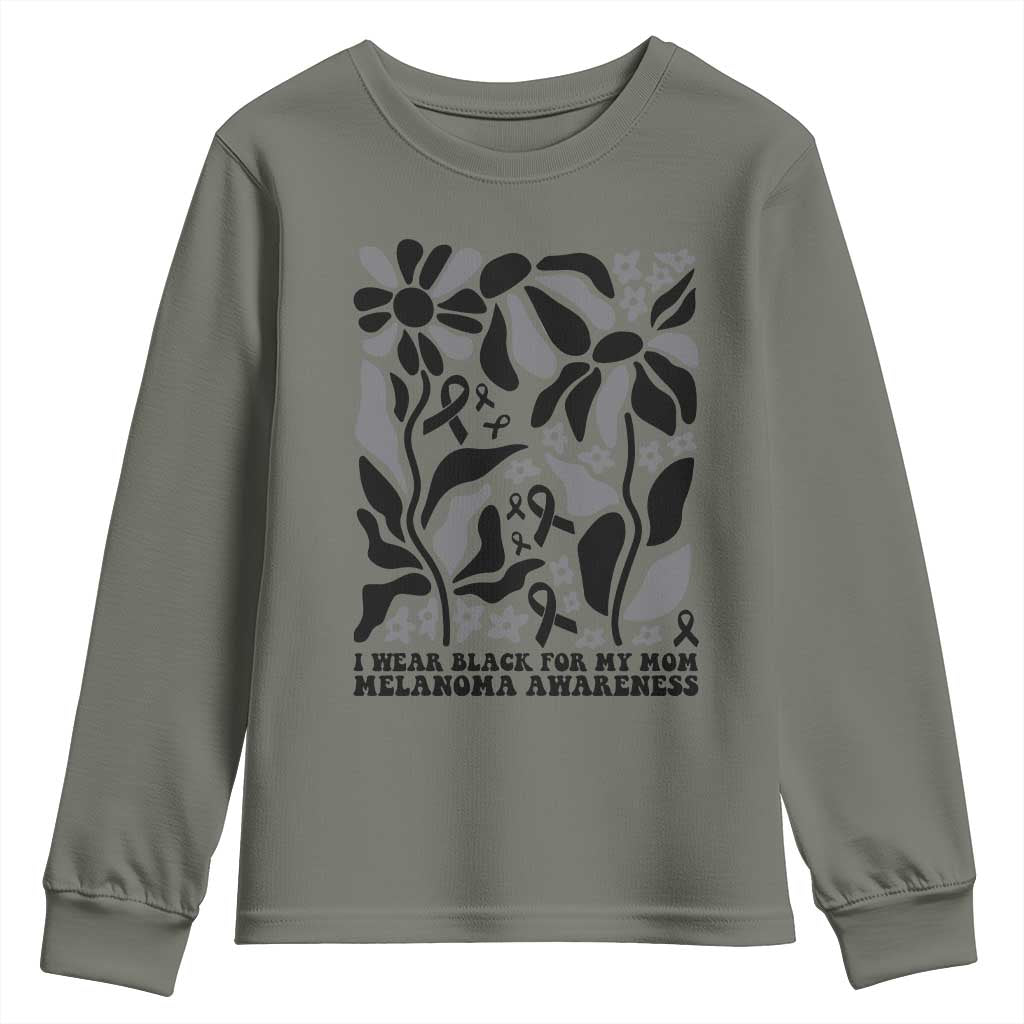 I Wear Black For My Mom Youth Sweatshirt Melanoma Support Squad