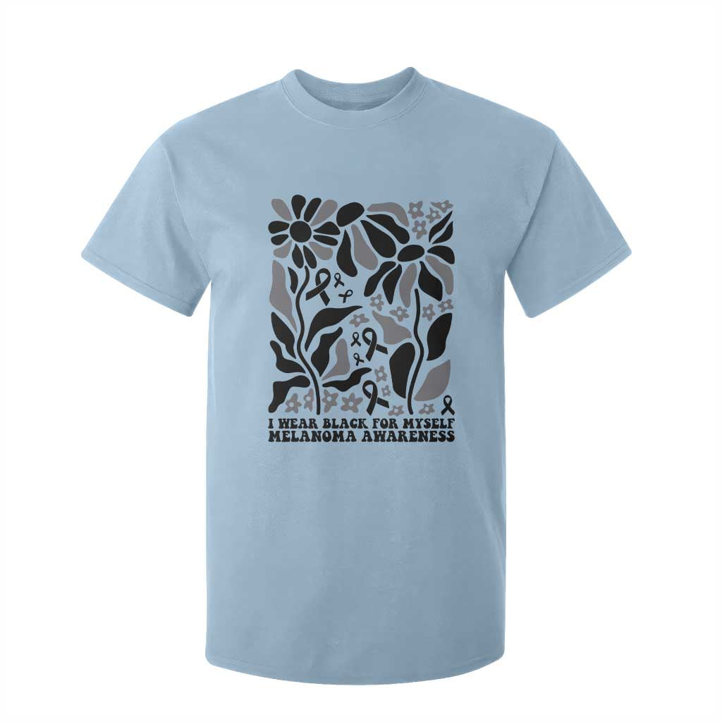 Melanoma Support T Shirt For Kid I Wear Black For Myself Skin Cancer Survivor