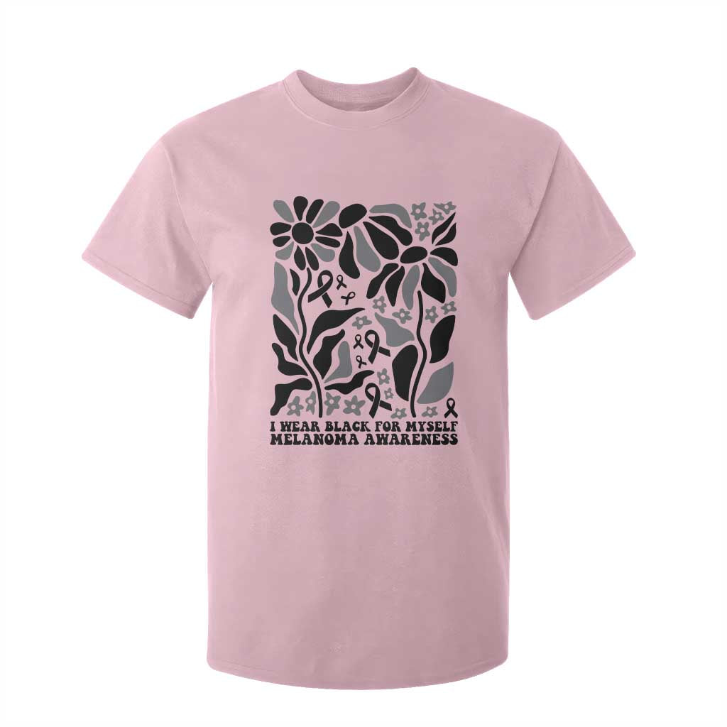 Melanoma Support T Shirt For Kid I Wear Black For Myself Skin Cancer Survivor
