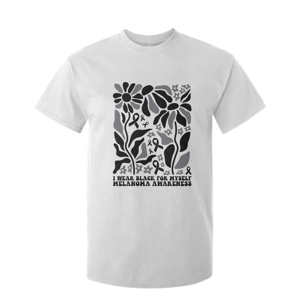 Melanoma Support T Shirt For Kid I Wear Black For Myself Skin Cancer Survivor