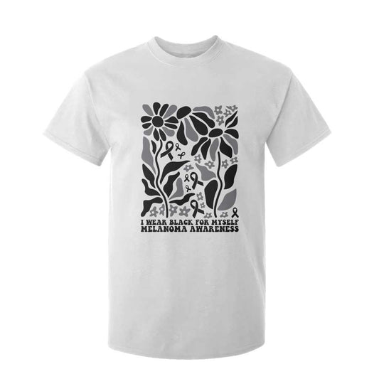 Melanoma Support T Shirt For Kid I Wear Black For Myself Skin Cancer Survivor