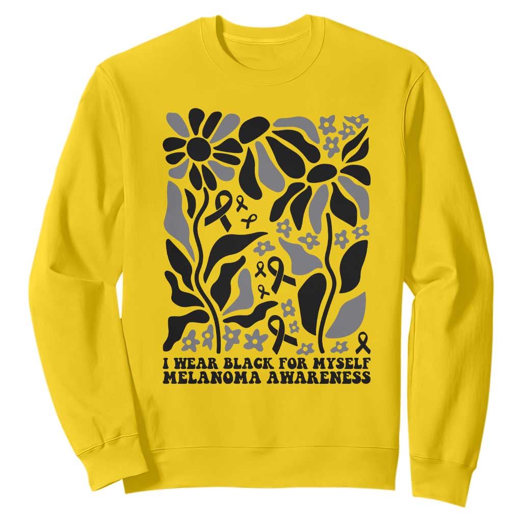 Melanoma Support Sweatshirt I Wear Black For Myself Skin Cancer Survivor