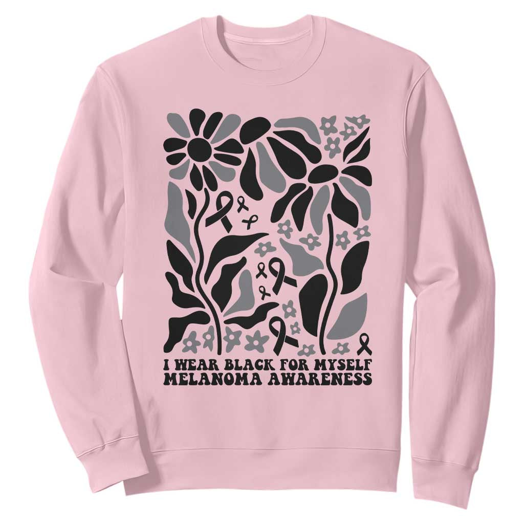 Melanoma Support Sweatshirt I Wear Black For Myself Skin Cancer Survivor