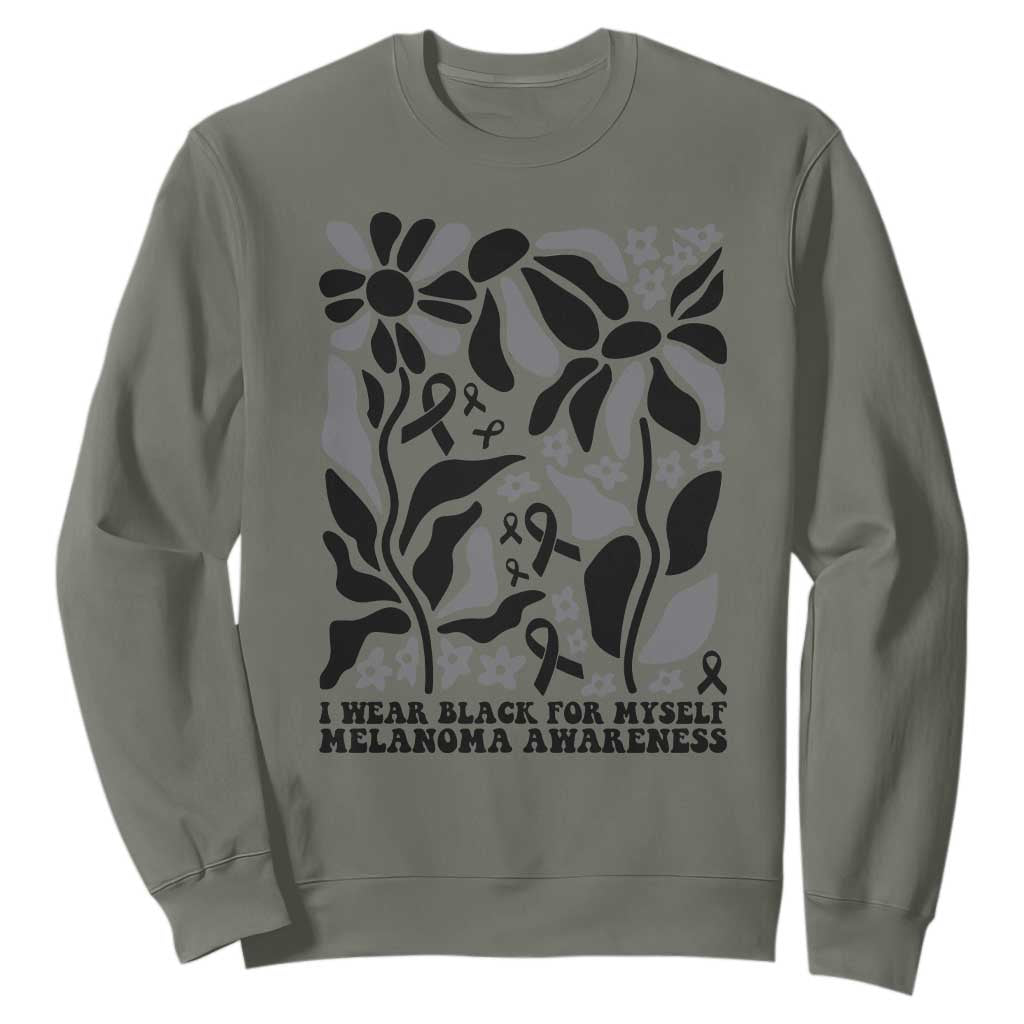 Melanoma Support Sweatshirt I Wear Black For Myself Skin Cancer Survivor