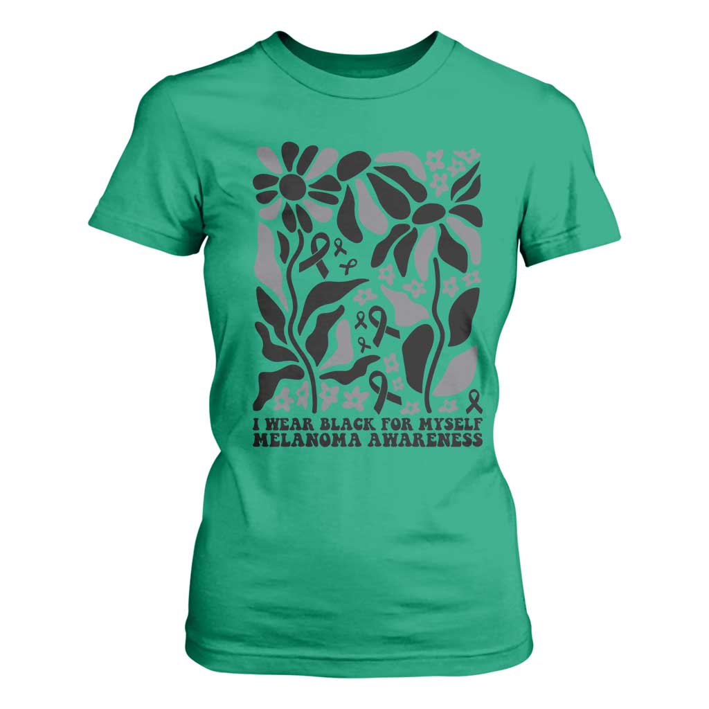 Melanoma Support T Shirt For Women I Wear Black For Myself Skin Cancer Survivor