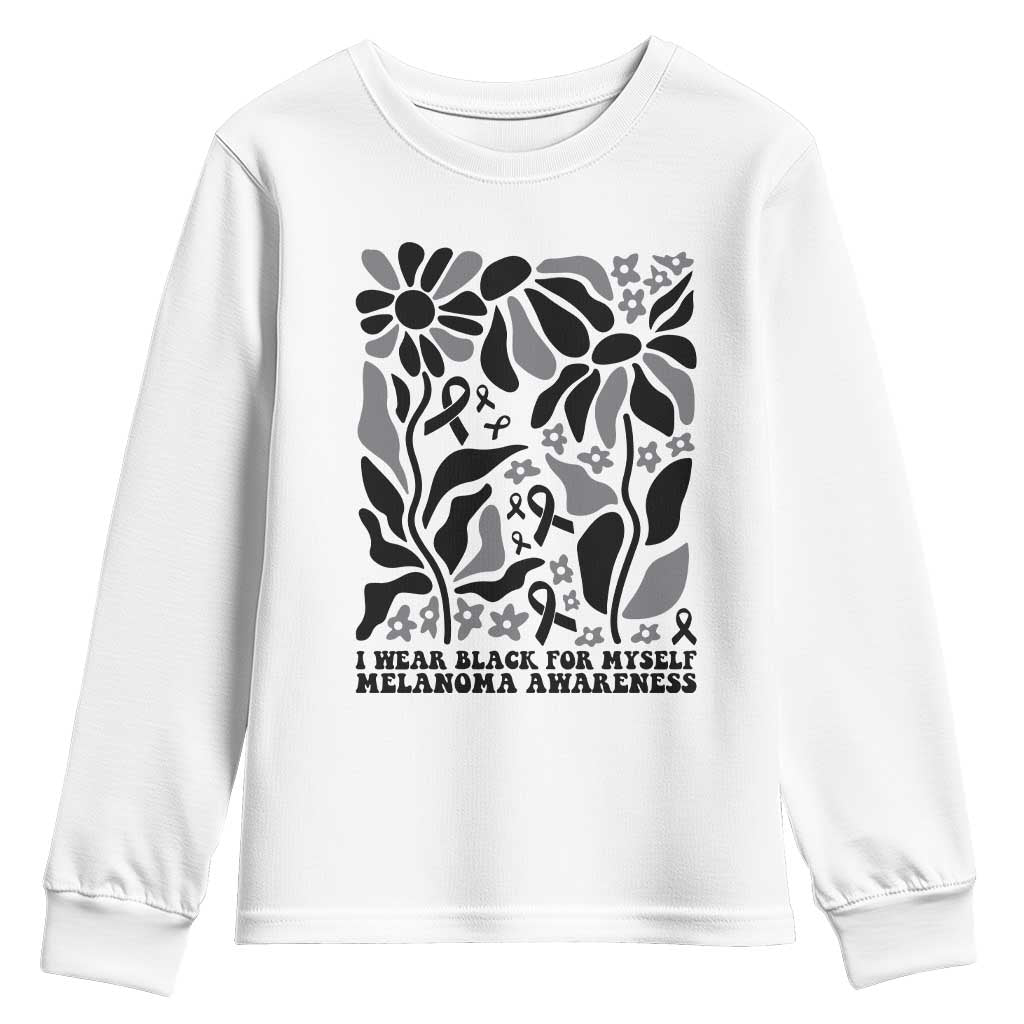 Melanoma Support Youth Sweatshirt I Wear Black For Myself Skin Cancer Survivor