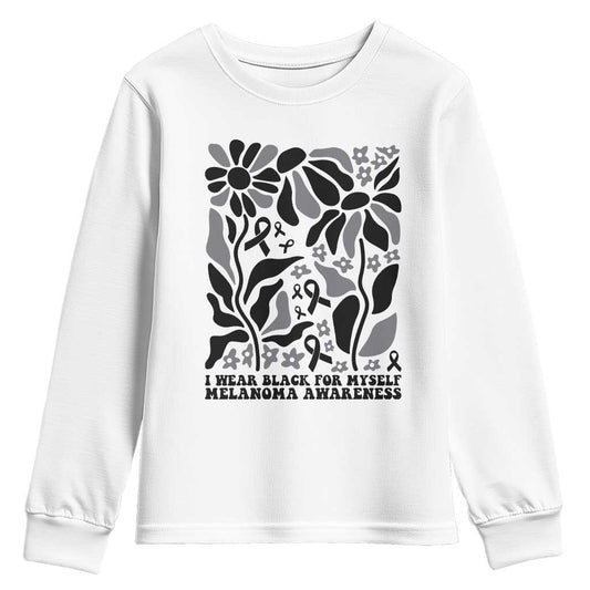 Melanoma Support Youth Sweatshirt I Wear Black For Myself Skin Cancer Survivor