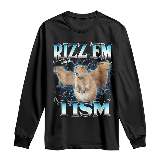 Autism Capybara Long Sleeve Shirt Funny Rizz Em With The Tism