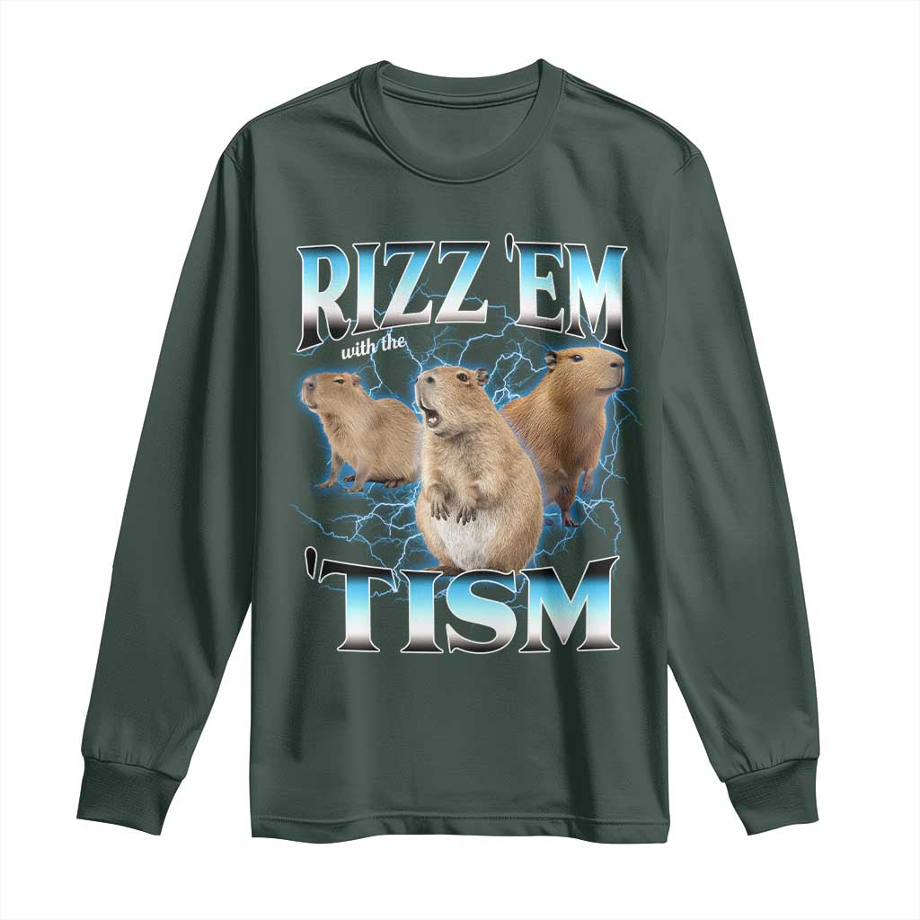 Autism Capybara Long Sleeve Shirt Funny Rizz Em With The Tism