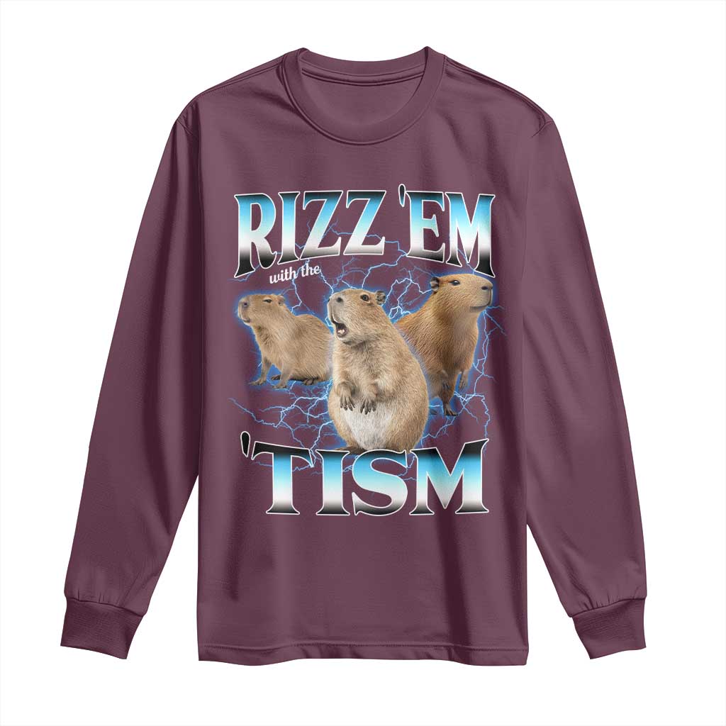 Autism Capybara Long Sleeve Shirt Funny Rizz Em With The Tism