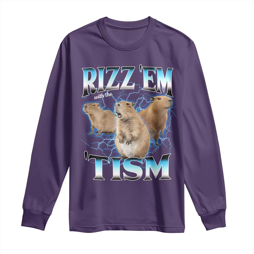 Autism Capybara Long Sleeve Shirt Funny Rizz Em With The Tism