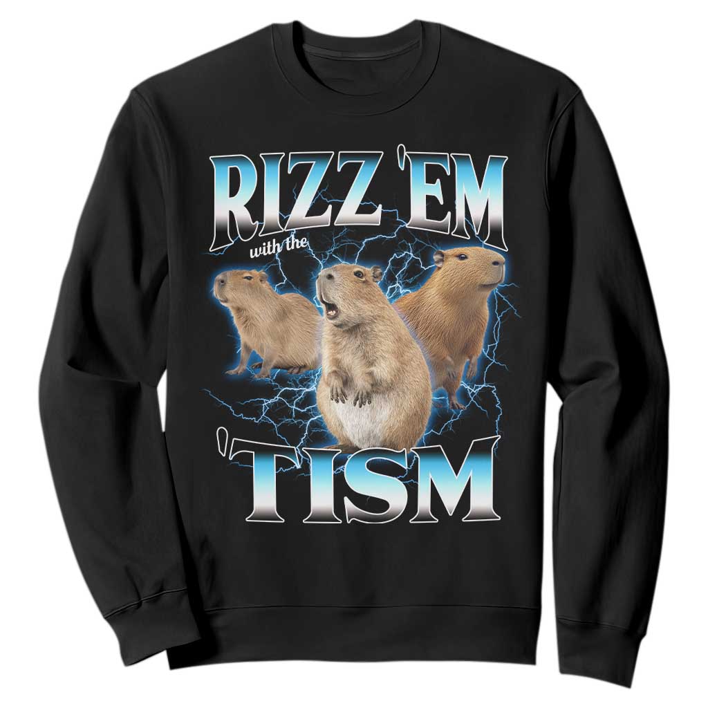 Autism Capybara Sweatshirt Funny Rizz Em With The Tism