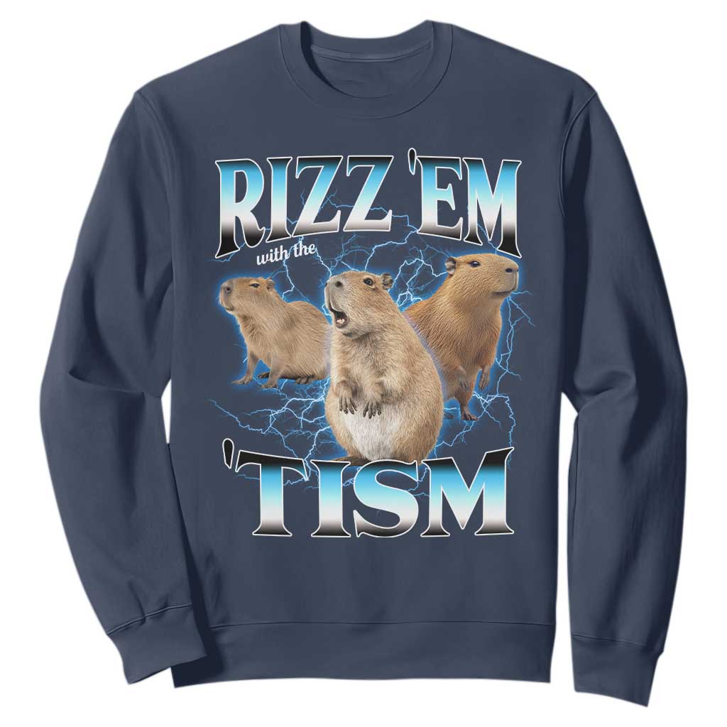 Autism Capybara Sweatshirt Funny Rizz Em With The Tism