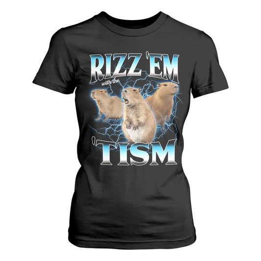 Autism Capybara T Shirt For Women Funny Rizz Em With The Tism