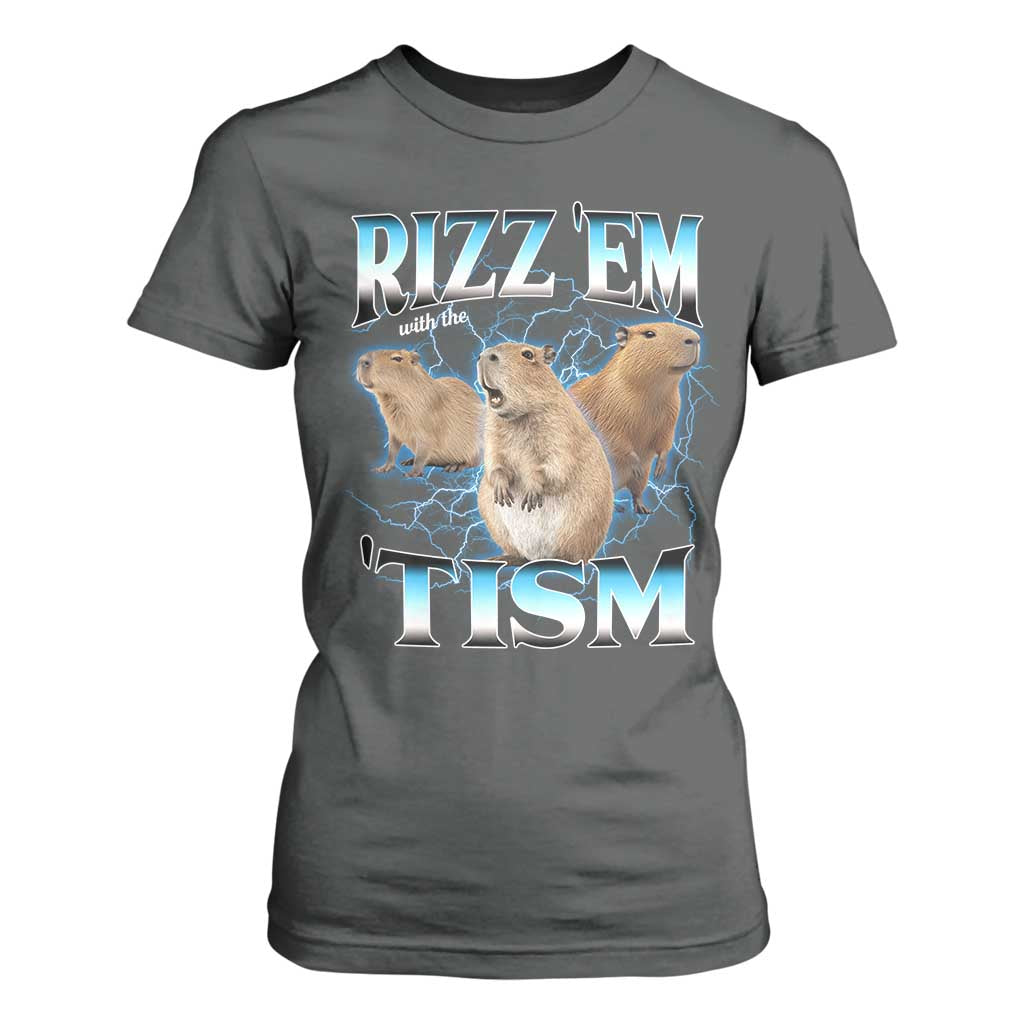 Autism Capybara T Shirt For Women Funny Rizz Em With The Tism