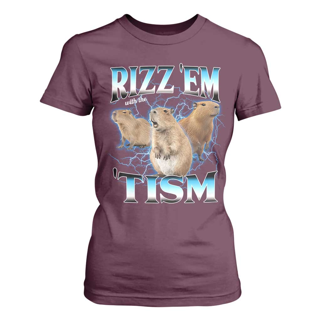Autism Capybara T Shirt For Women Funny Rizz Em With The Tism
