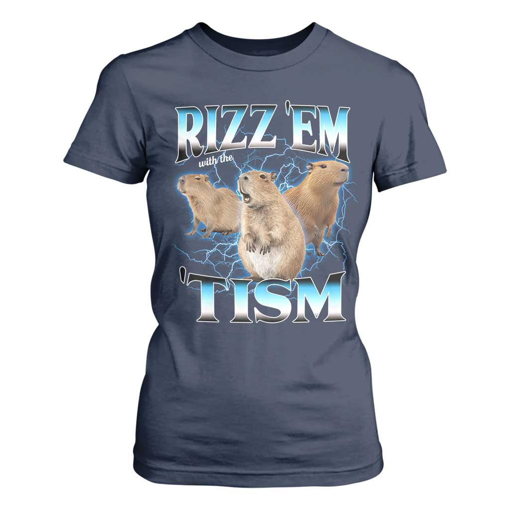 Autism Capybara T Shirt For Women Funny Rizz Em With The Tism
