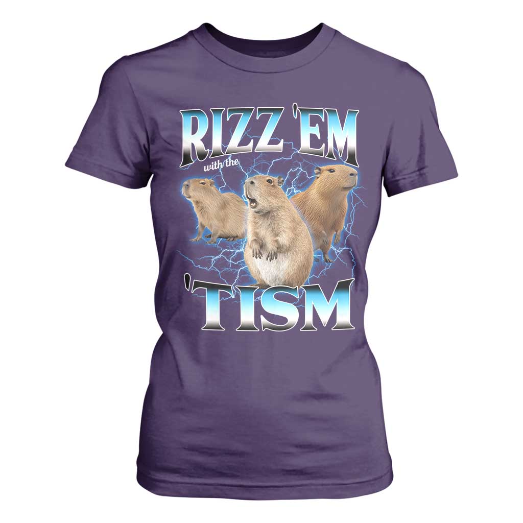 Autism Capybara T Shirt For Women Funny Rizz Em With The Tism