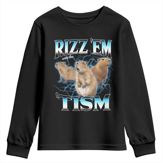 Autism Capybara Youth Sweatshirt Funny Rizz Em With The Tism