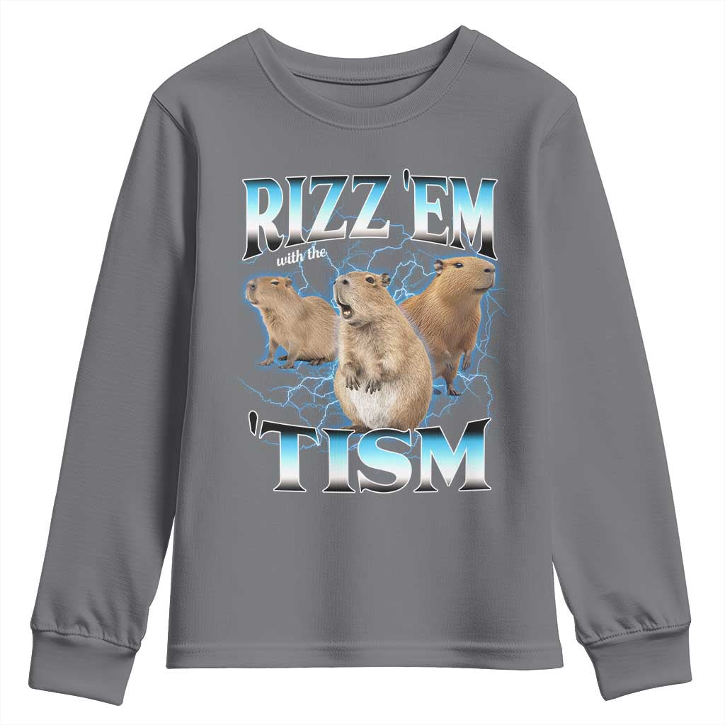 Autism Capybara Youth Sweatshirt Funny Rizz Em With The Tism