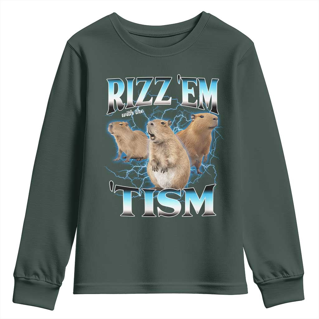 Autism Capybara Youth Sweatshirt Funny Rizz Em With The Tism