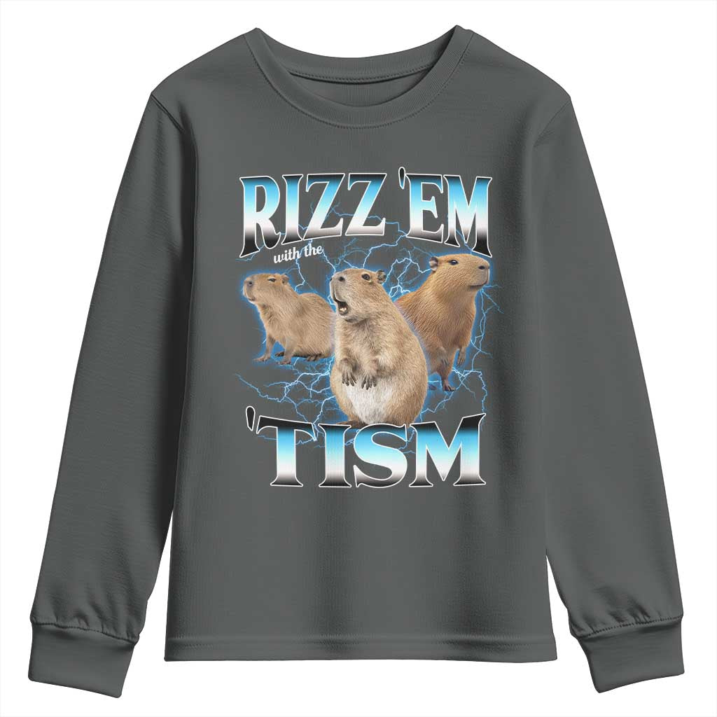 Autism Capybara Youth Sweatshirt Funny Rizz Em With The Tism
