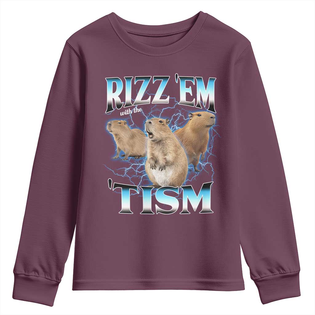 Autism Capybara Youth Sweatshirt Funny Rizz Em With The Tism