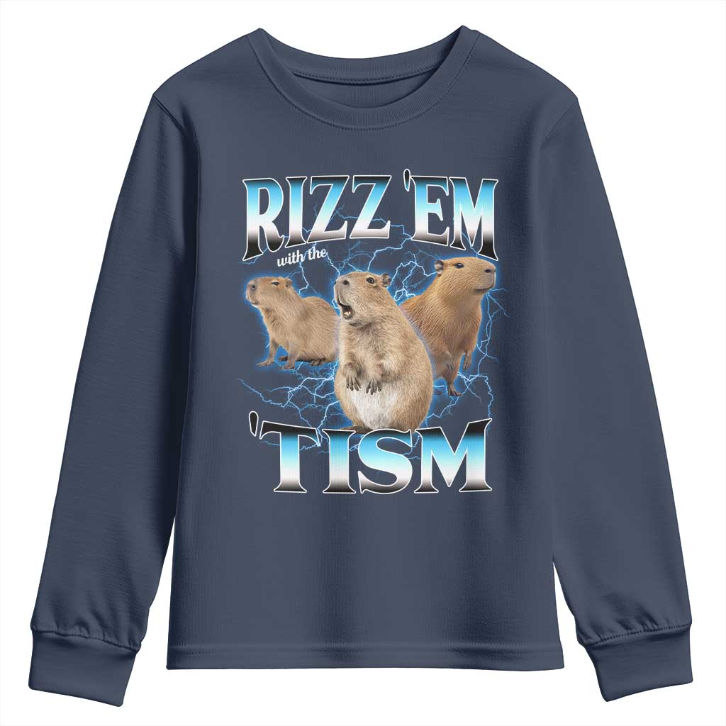 Autism Capybara Youth Sweatshirt Funny Rizz Em With The Tism