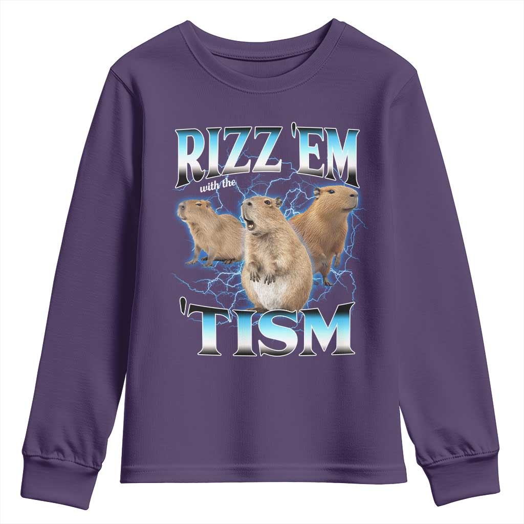 Autism Capybara Youth Sweatshirt Funny Rizz Em With The Tism