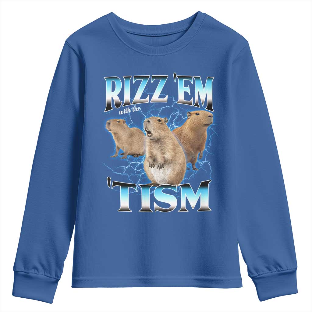 Autism Capybara Youth Sweatshirt Funny Rizz Em With The Tism