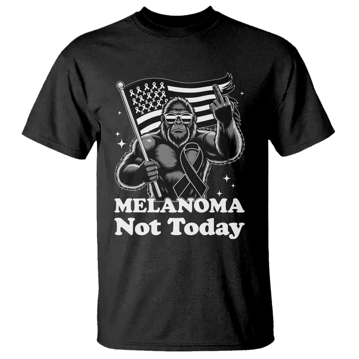 Bigfoot Black Ribbon T Shirt Not Today Melanoma