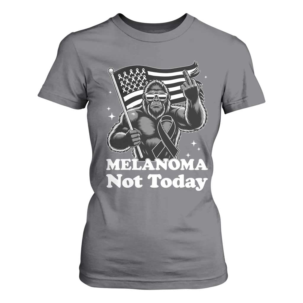 Bigfoot Black Ribbon T Shirt For Women Not Today Melanoma